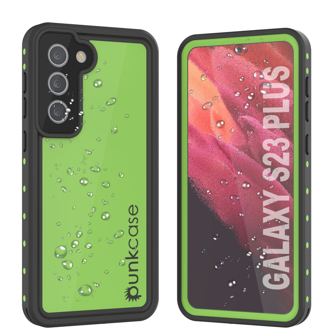 Funda impermeable PunkCase StudStar Light Green del Galaxy S23+ Plus, delgada y resistente a los golpes de 6.6 pies bajo el agua IP68.