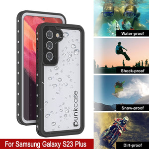 Funda Impermeable Galaxy S23+ Plus, Punkcase StudStar Blanco Delgado a prueba de agua IP68 con certificación de resistencia al agua hasta 6.6 pies, resistente a los golpes/nieve.