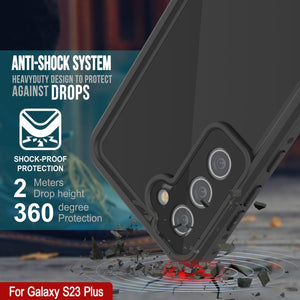 Funda impermeable Galaxy S23+ Plus PunkCase StudStar Negro Delgado 6.6 pies bajo el agua IP68 a prueba de golpes/nieve.