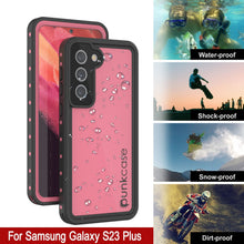 Cargar imagen en el visor de la galería, Funda impermeable Galaxy S23+ Plus PunkCase StudStar rosa delgada, resistente al agua hasta 6.6 pies debajo del agua, IP68 a prueba de golpes/nieve.
