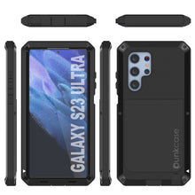 Cargar imagen en el visor de la galería, Funda de metal Galaxy S23 Ultra, cubierta de armadura resistente de grado militar [a prueba de golpes], cuerpo completo rígido [negro].
