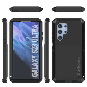 Funda de metal Galaxy S23 Ultra, cubierta de armadura resistente de grado militar [a prueba de golpes], cuerpo completo rígido [negro].