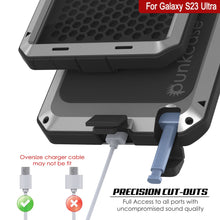Cargar imagen en el visor de la galería, Funda de metal Galaxy S23 Ultra, cubierta resistente de grado militar [a prueba de golpes] cuerpo completo resistente [plata]
