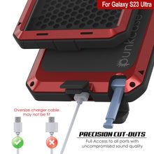 Cargar imagen en el visor de la galería, Funda de metal Galaxy S23 Ultra, carcasa resistente de grado militar con armadura de alta resistencia [a prueba de golpes]. Cuerpo completo duro [Rojo].
