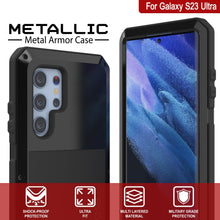 Cargar imagen en el visor de la galería, Funda de metal Galaxy S23 Ultra, cubierta de armadura resistente de grado militar [a prueba de golpes], cuerpo completo rígido [negro].
