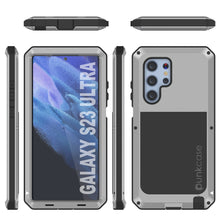 Cargar imagen en el visor de la galería, Funda de metal Galaxy S23 Ultra, cubierta resistente de grado militar [a prueba de golpes] cuerpo completo resistente [plata]
