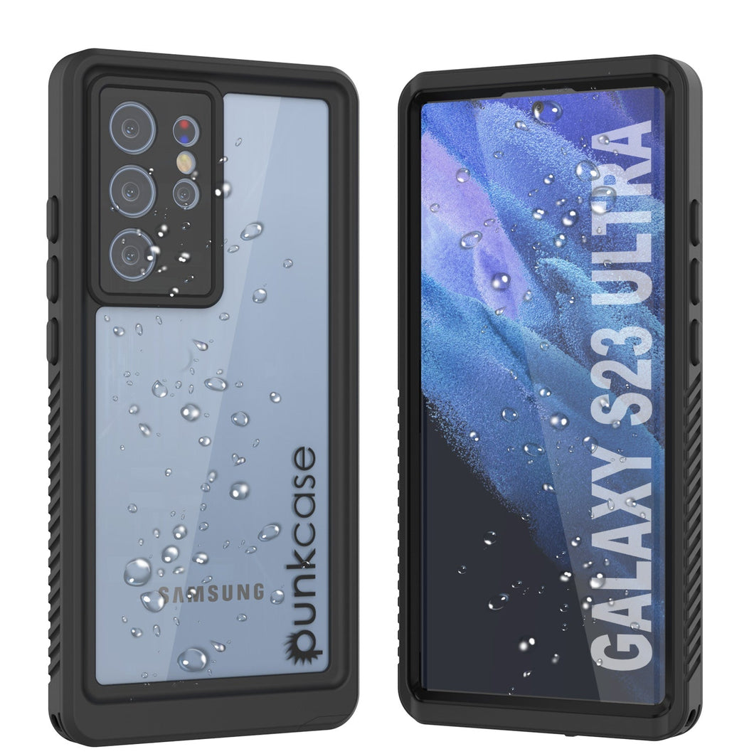 Galaxy S23 Ultra resistente al agua / a prueba de golpes [Serie Extrema] con protector de pantalla estuche [Negro]