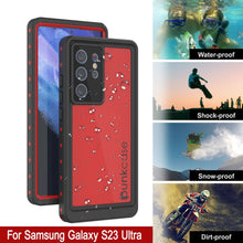 Cargar imagen en el visor de la galería, Funda resistente al agua Galaxy S23 Ultra PunkCase StudStar Red Thin 6.6ft, a prueba de agua hasta IP68, resistente a los golpes/nieve.
