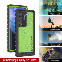 Cargar imagen en el visor de la galería, Funda al agua Galaxy S23 Ultra PunkCase StudStar, color verde claro, delgada y resistente a los golpes de 6.6 pies bajo el agua, con certificación IP68.
