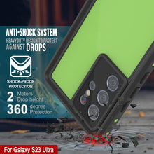 Cargar imagen en el visor de la galería, Funda al agua Galaxy S23 Ultra PunkCase StudStar, color verde claro, delgada y resistente a los golpes de 6.6 pies bajo el agua, con certificación IP68.
