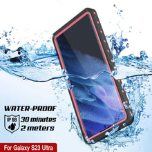 Cargar imagen en el visor de la galería, Funda impermeable Galaxy S23 Ultra PunkCase StudStar color rosa delgada, resistente al agua hasta 6.6 pies de profundidad. A prueba de golpes/nieve, con certificación IP68.
