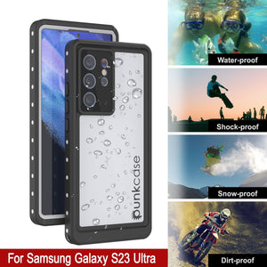Carcasa impermeable Galaxy S23 Ultra, modelo Punkcase StudStar White, delgada y resistente al agua hasta 6.6 pies de profundidad, certificación IP68 a prueba de golpes/nieve.