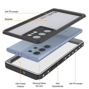 Carcasa impermeable Galaxy S23 Ultra, modelo Punkcase StudStar White, delgada y resistente al agua hasta 6.6 pies de profundidad, certificación IP68 a prueba de golpes/nieve.