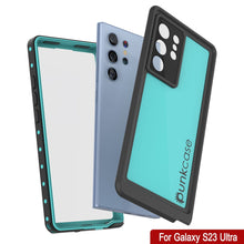 Cargar imagen en el visor de la galería, Estuche al agua Galaxy S23 Ultra PunkCase StudStar Teal delgado, resistente a 6.6 pies golpes debajo del agua, a prueba de nieve/nieve IP68.

