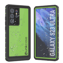Cargar imagen en el visor de la galería, Funda al agua Galaxy S23 Ultra PunkCase StudStar, color verde claro, delgada y resistente a los golpes de 6.6 pies bajo el agua, con certificación IP68.
