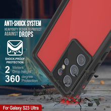 Cargar imagen en el visor de la galería, Funda resistente al agua Galaxy S23 Ultra PunkCase StudStar Red Thin 6.6ft, a prueba de agua hasta IP68, resistente a los golpes/nieve.
