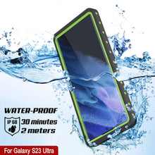 Cargar imagen en el visor de la galería, Funda al agua Galaxy S23 Ultra PunkCase StudStar, color verde claro, delgada y resistente a los golpes de 6.6 pies bajo el agua, con certificación IP68.
