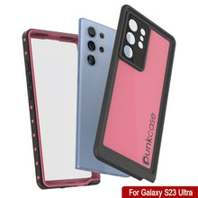 Cargar imagen en el visor de la galería, Funda impermeable Galaxy S23 Ultra PunkCase StudStar color rosa delgada, resistente al agua hasta 6.6 pies de profundidad. A prueba de golpes/nieve, con certificación IP68.
