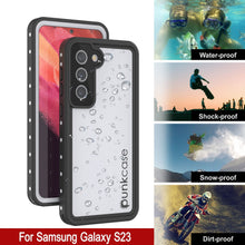 Cargar imagen en el visor de la galería, Funda al agua Galaxy S23, Punkcase StudStar en color blanco delgado, sumergible hasta 6.6 pies de profundidad, resistente a los golpes/nieve con certificación IP68.
