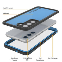 Cargar imagen en el visor de la galería, Funda resistente al agua Galaxy S23 PunkCase StudStar Light Blue delgada, resistente a impactos de 6.6 pies bajo el agua IP68.
