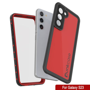 Funda resistente al agua Galaxy S23 PunkCase StudStar Roja delgada de 6.6 pies a prueba de agua IP68, a prueba de golpes/nieve.