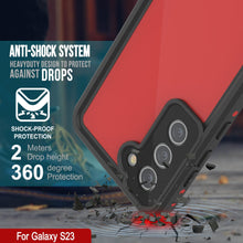 Cargar imagen en el visor de la galería, Funda resistente al agua Galaxy S23 PunkCase StudStar Roja delgada de 6.6 pies a prueba de agua IP68, a prueba de golpes/nieve.
