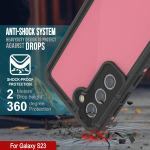 Carcasa impermeable Galaxy S23 PunkCase StudStar Pink delgada, resistente bajo el agua hasta 6.6 pies, a prueba de golpes/nieve con certificación IP68.