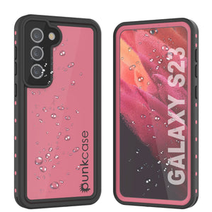 Carcasa impermeable Galaxy S23 PunkCase StudStar Pink delgada, resistente bajo el agua hasta 6.6 pies, a prueba de golpes/nieve con certificación IP68.