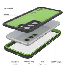 Cargar imagen en el visor de la galería, Estuche al agua Galaxy S23 PunkCase StudStar Light Green delgado de 6.6 pies de profundidad bajo el agua, resistente a golpes IP68.
