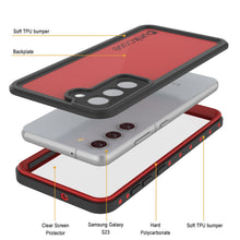 Cargar imagen en el visor de la galería, Funda resistente al agua Galaxy S23 PunkCase StudStar Roja delgada de 6.6 pies a prueba de agua IP68, a prueba de golpes/nieve.
