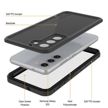 Cargar imagen en el visor de la galería, Funda impermeable Galaxy S23 PunkCase StudStar Black Thin 6.6ft a prueba de agua, resistente a los golpes/nieve IP68 bajo el agua.
