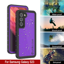 Cargar imagen en el visor de la galería, Estuche impermeable Galaxy S23 PunkCase StudStar morado delgado, resistente hasta 6.6 pies bajo el agua, a prueba de golpes/nieve IP68.
