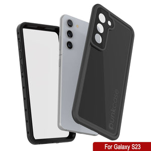 Funda impermeable Galaxy S23 PunkCase StudStar Black Thin 6.6ft a prueba de agua, resistente a los golpes/nieve IP68 bajo el agua.