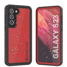 Cargar imagen en el visor de la galería, Funda resistente al agua Galaxy S23 PunkCase StudStar Roja delgada de 6.6 pies a prueba de agua IP68, a prueba de golpes/nieve.
