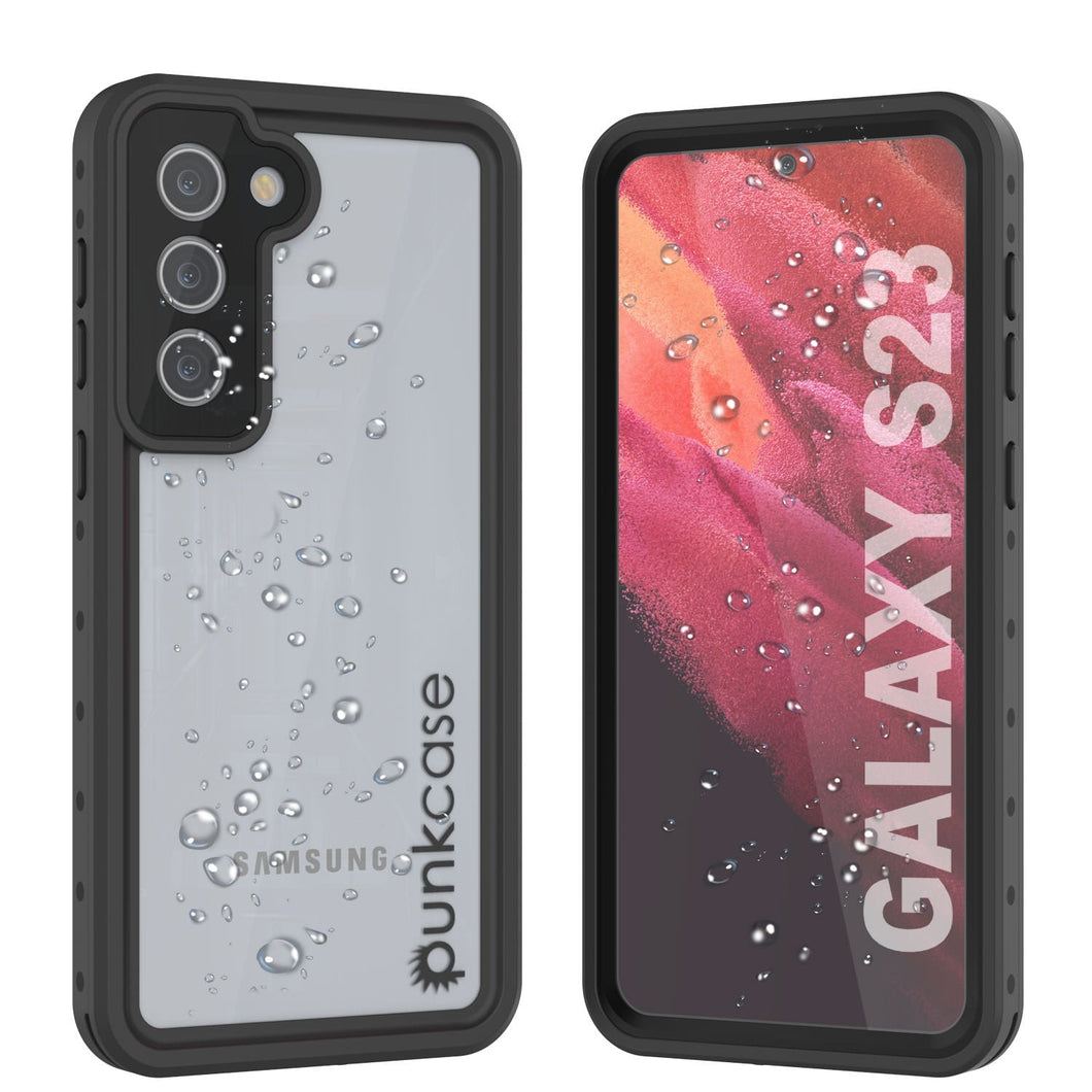 Estuche impermeable Galaxy S23 PunkCase StudStar Clear Thin resistente a golpes/nieve, sumergible hasta 6.6 pies, IP68.