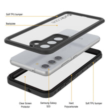 Cargar imagen en el visor de la galería, Estuche impermeable Galaxy S23 PunkCase StudStar Clear Thin resistente a golpes/nieve, sumergible hasta 6.6 pies, IP68.
