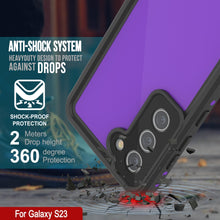 Cargar imagen en el visor de la galería, Estuche impermeable Galaxy S23 PunkCase StudStar morado delgado, resistente hasta 6.6 pies bajo el agua, a prueba de golpes/nieve IP68.
