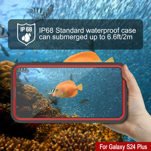 Funda impermeable para Galaxy S24+ Plus PunkCase StudStar roja fina de 2 m, resistente al agua, IP68, a prueba de golpes y nieve