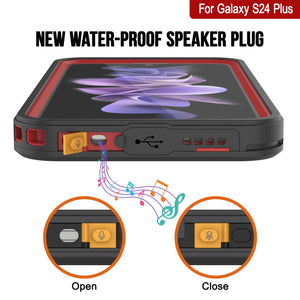 Funda impermeable para Galaxy S24+ Plus PunkCase StudStar roja fina de 2 m, resistente al agua, IP68, a prueba de golpes y nieve