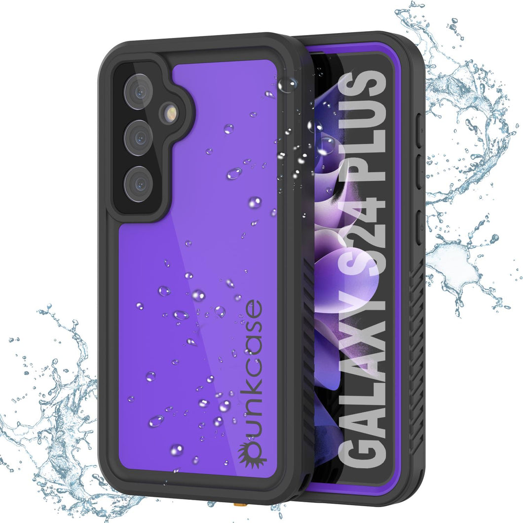 Funda impermeable para Galaxy S24+ Plus PunkCase StudStar Purple Thin 6.7ft Underwater IP68 a prueba de golpes y nieve