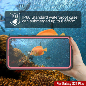 Funda impermeable para Galaxy S24+ Plus PunkCase StudStar, fina, color rosa, 2 m, resistente al agua, IP68, a prueba de golpes y nieve