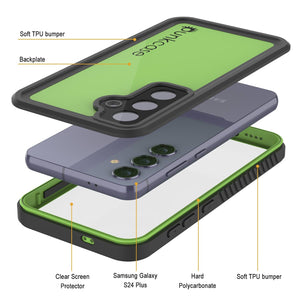 Funda impermeable para Galaxy S24+ Plus PunkCase StudStar verde claro fina de 2 m sumergible IP68 a prueba de golpes