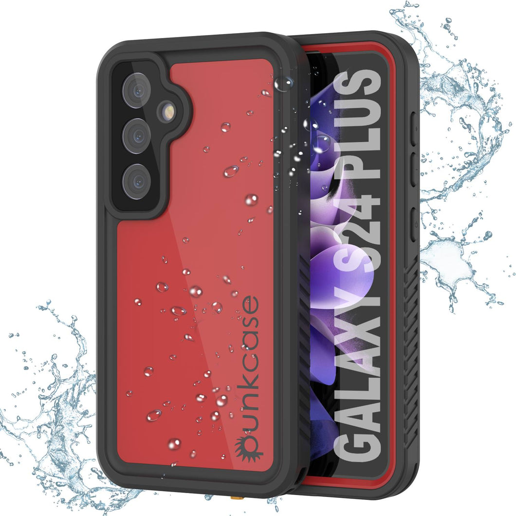 Funda impermeable para Galaxy S24+ Plus PunkCase StudStar roja fina de 2 m, resistente al agua, IP68, a prueba de golpes y nieve