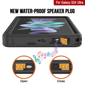 Funda impermeable para Galaxy S24 Ultra PunkCase StudStar negra fina de 2 m, resistente al agua, IP68, a prueba de golpes y nieve