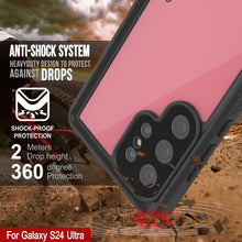 Cargar imagen en el visor de la galería, Funda impermeable para Galaxy S24 Ultra PunkCase StudStar, delgada, color rosa, 2 m, resistente al agua, IP68, a prueba de golpes y nieve
