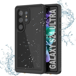 Funda impermeable para Galaxy S24 Ultra PunkCase StudStar negra fina de 2 m, resistente al agua, IP68, a prueba de golpes y nieve