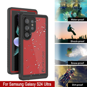 Funda impermeable para Galaxy S24 Ultra PunkCase StudStar roja fina de 6,6 pies, resistente al agua IP68, a prueba de golpes y nieve