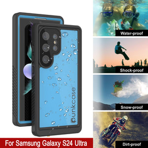 Funda impermeable para Galaxy S24 Ultra PunkCase StudStar azul claro fina de 6,6 pies sumergible IP68 a prueba de golpes