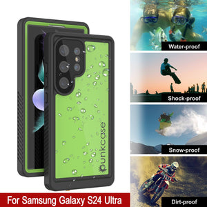 Funda impermeable para Galaxy S24 Ultra PunkCase StudStar verde claro fina de 6,6 pies sumergible IP68 a prueba de golpes