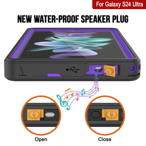 Funda impermeable para Galaxy S25 Ultra PunkCase StudStar Purple Thin 6.6ft Underwater IP68 a prueba de golpes y nieve